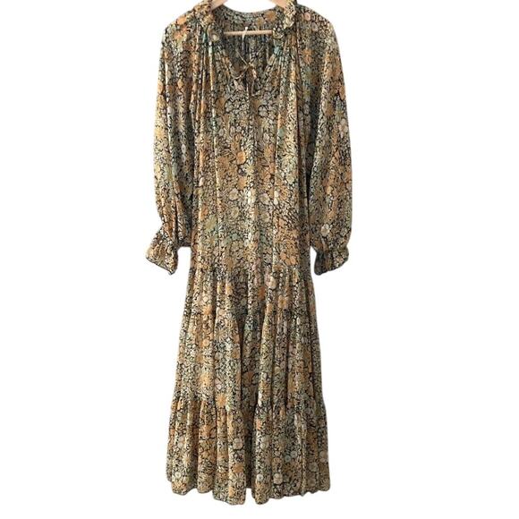 Free People Feeling Groovy Maxi Dress - Floral - Black Gold - Small - Picture 1 of 11